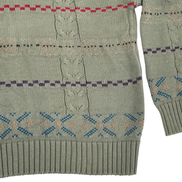 Vintage 90s Eddie Bauer Grandpa Sweater Oversized Crewneck Pullover Cotton | L - Picture 4 of 8